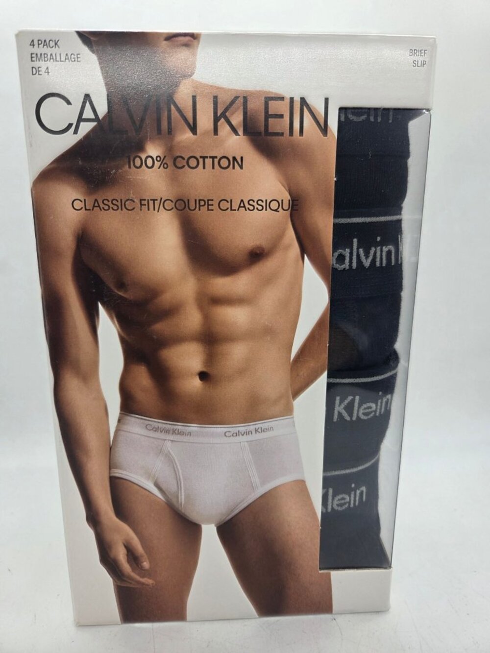 NIB Calvin Klein Mens Classic Fit 100% Cotton Briefs 4-Pack XL Black Comfort